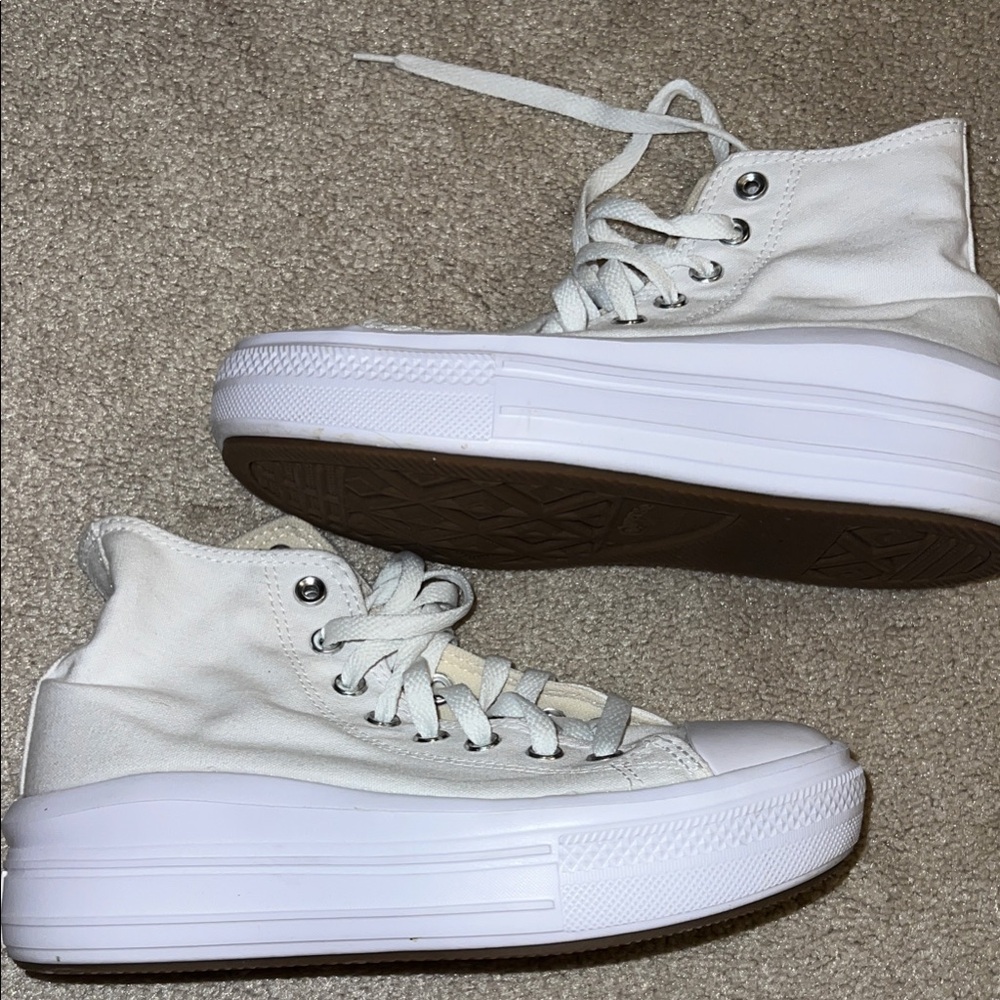 White High-Top Platform Canvas Sneakers - Women's